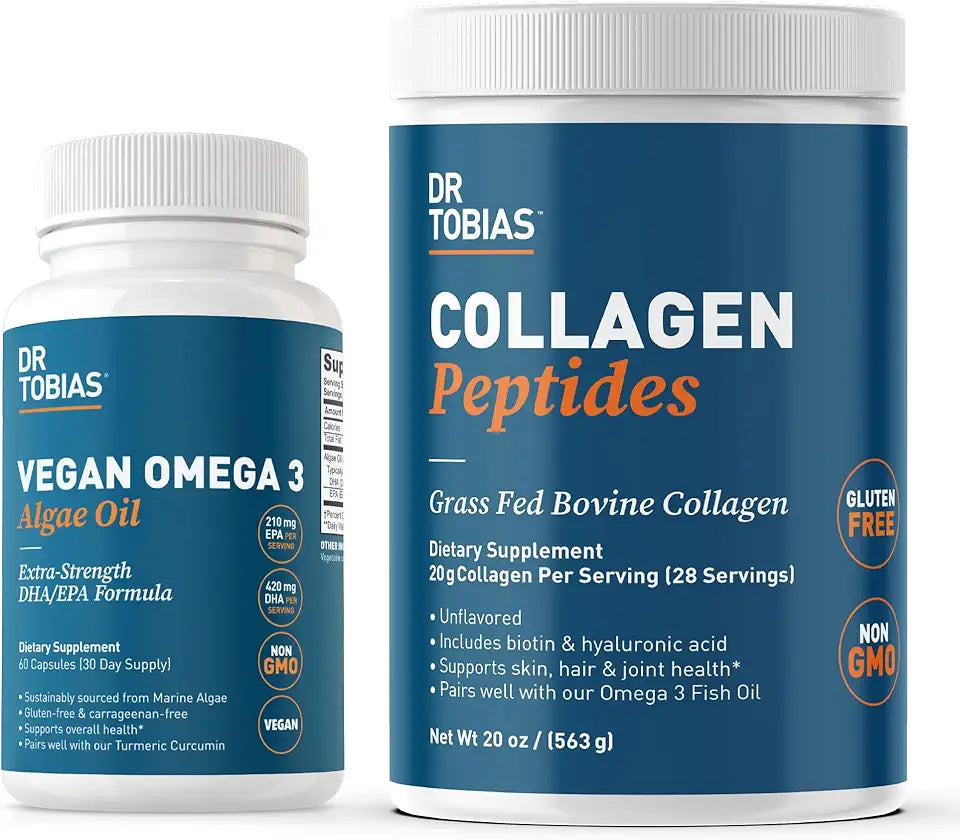 Vegan Omega 3 Algae Oil and Collagen Peptides Powder U4954