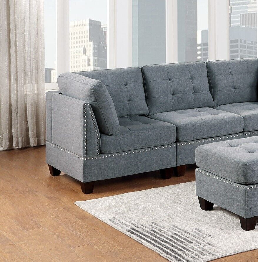 Gray Fabric 6pcs Modular Sofa Set L7518