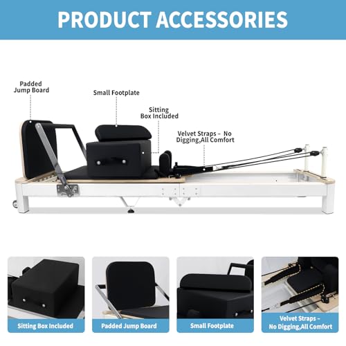Foldable Pilates Reformer Machine with Aluminum Frame C3851