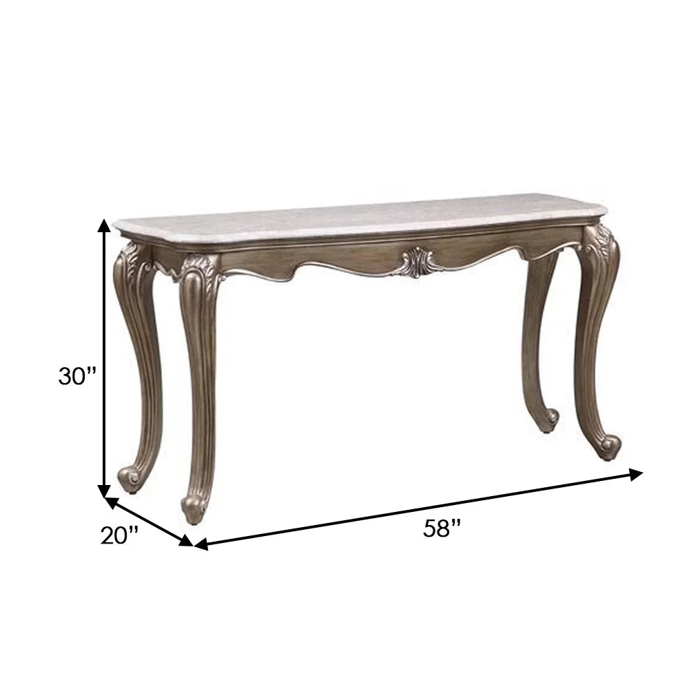 Sofa Table with Marble Top and Queen Anne Legs Gold E42964