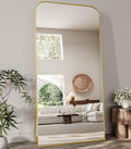 56"x21" Gold Domed Top Floor Mirror with Stand Z401