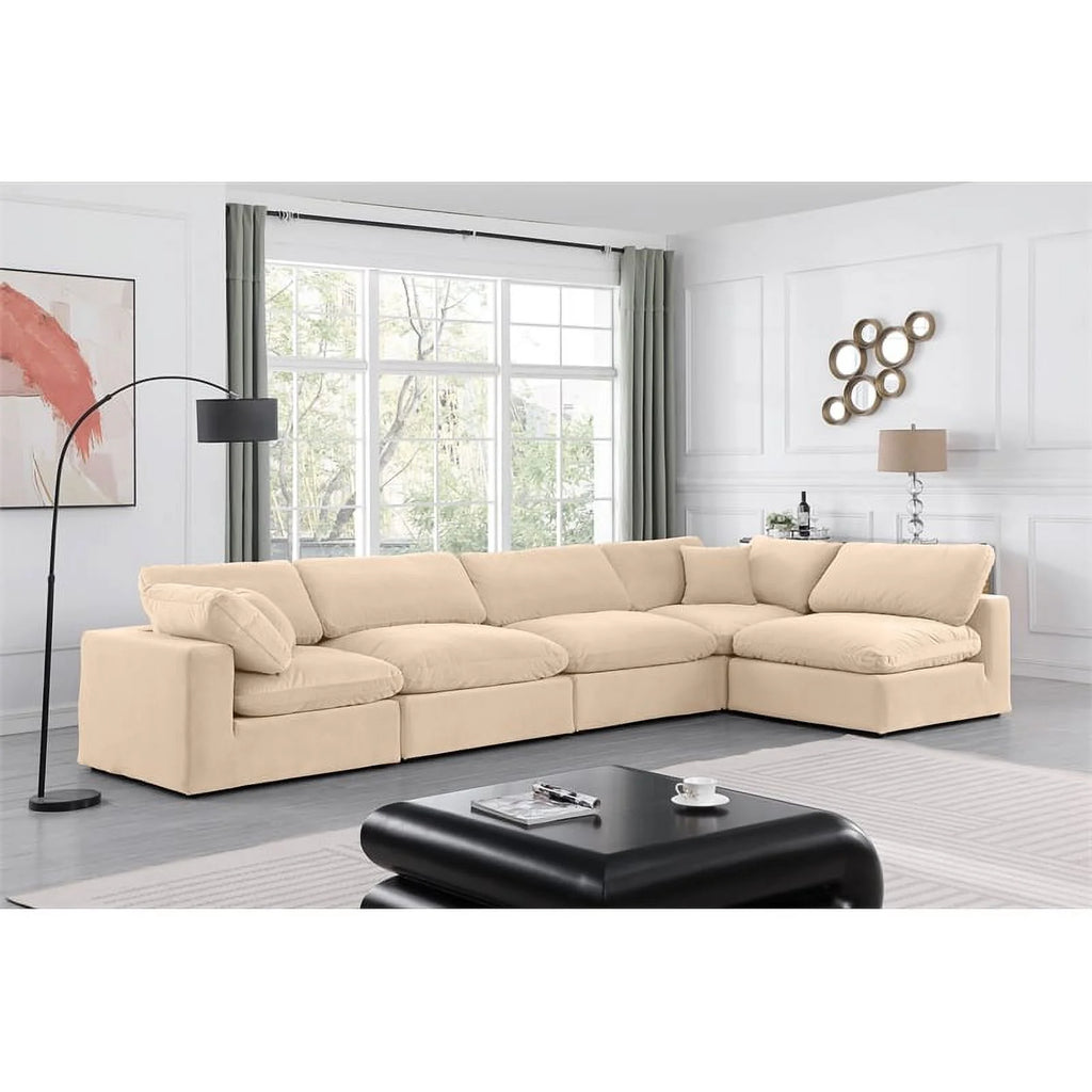 Beige Velvet Modular Sectional F20271