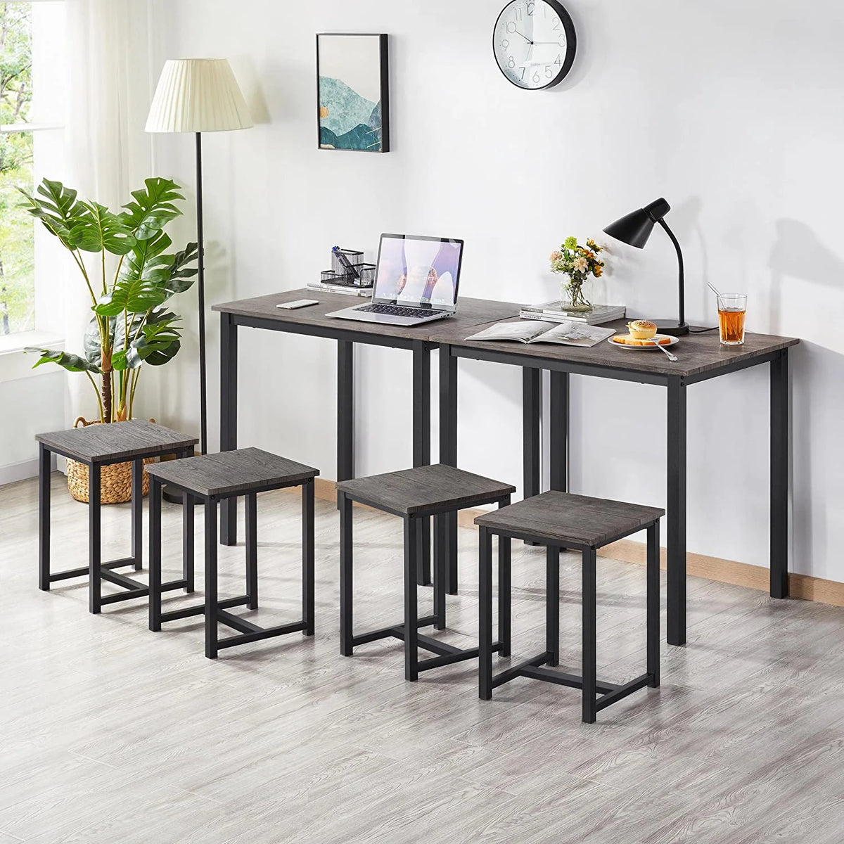 3 Piece Drift Brown Dining Table Set with 2 Stools I2229
