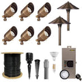 Brass Landscape Lighting Kit 6 Spotlights 2 Path Lights E796837
