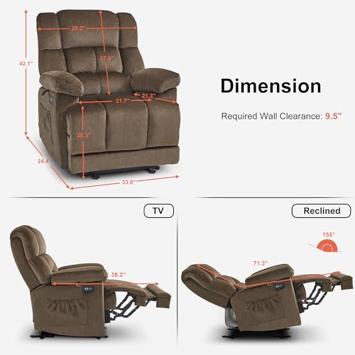 Zero Gravity Power Recliner Chair with Heat and Vibration Massage T17521