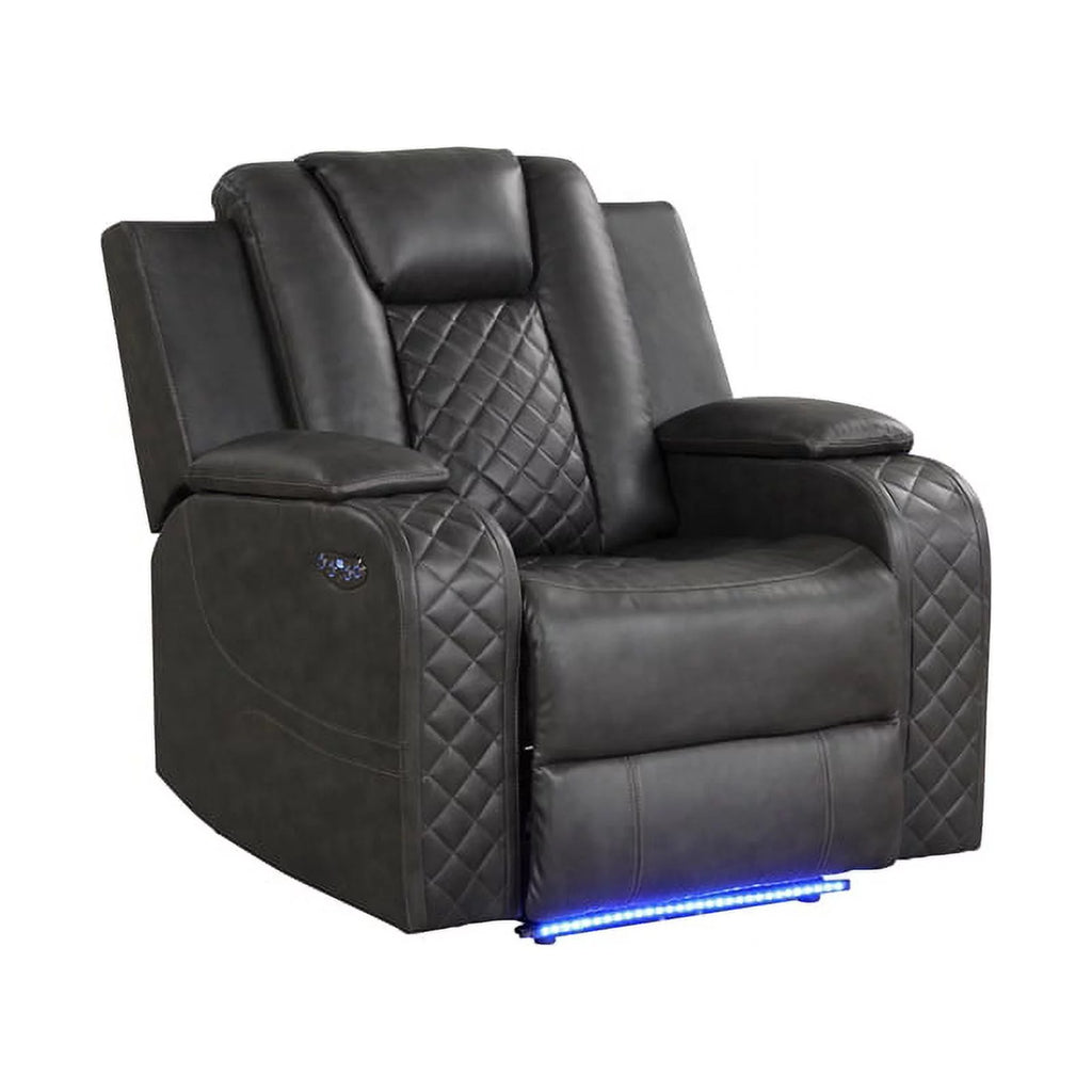 Gray Faux Leather Power Recliner N255077