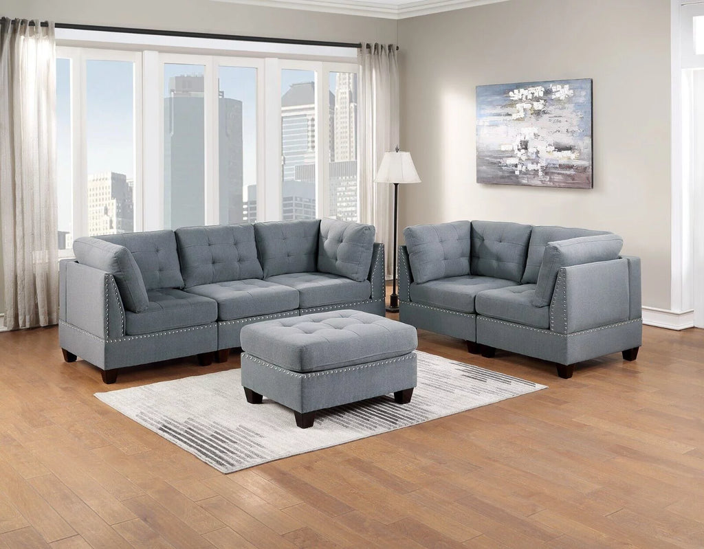 Gray Fabric 6pcs Modular Sofa Set L7518