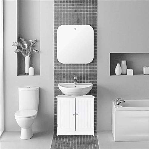 White Under Sink Storage Cabinet with 2 Doors B691567