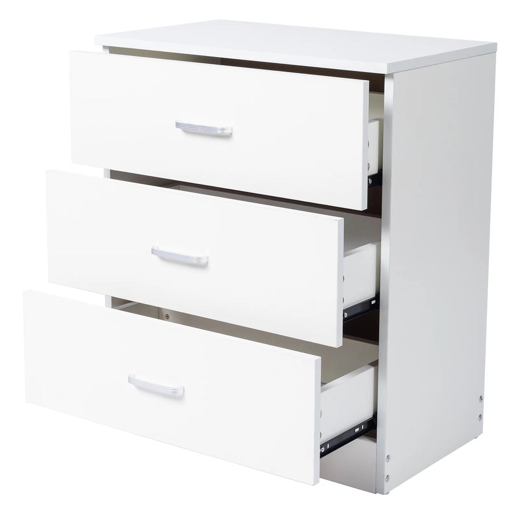 White 3-Drawer Dresser with Metal Handles B635