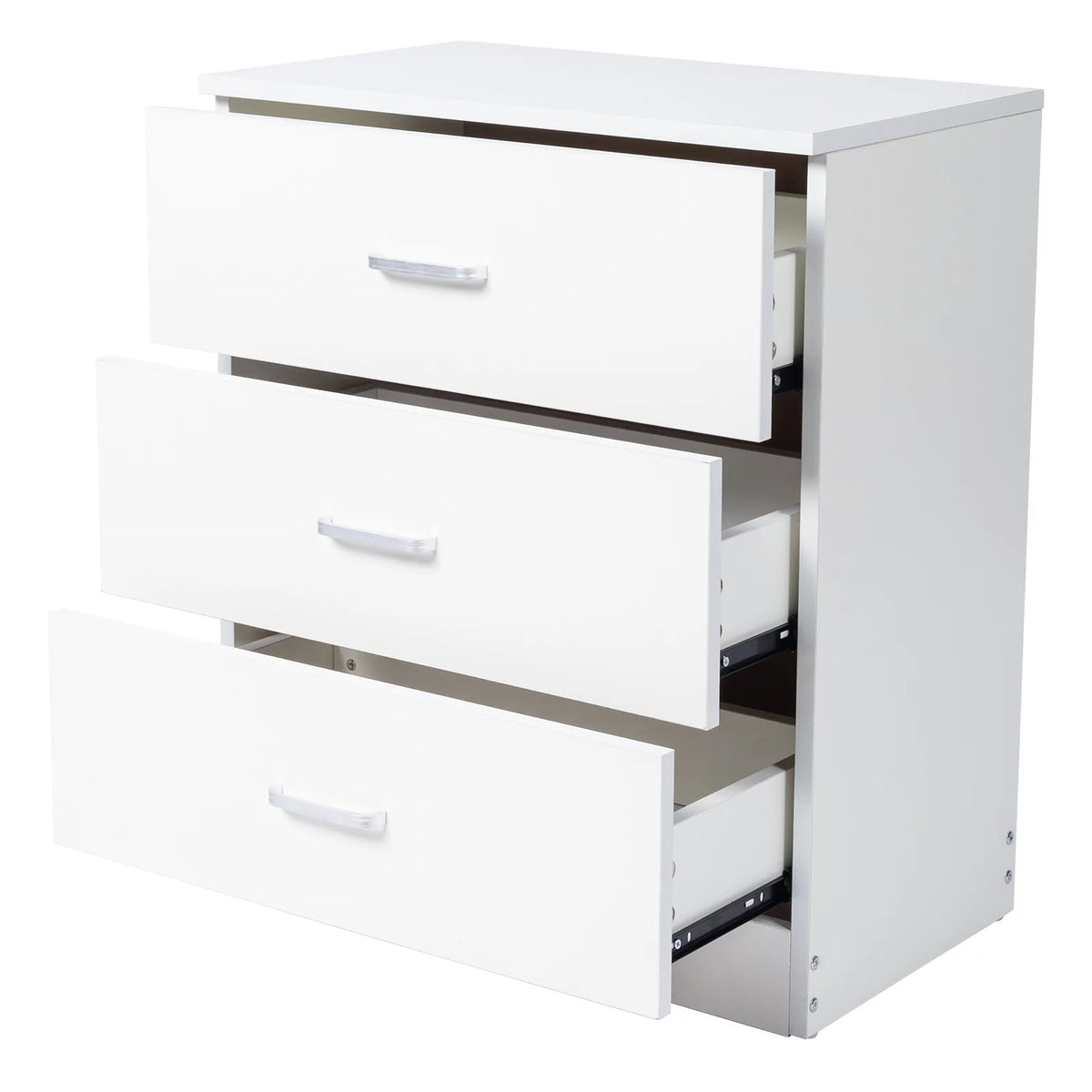 White 3-Drawer Dresser with Metal Handles B635