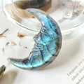 Labradorite Moon Face Natural Stones Quartz Carving Polished Crystal Healing Gemstones Decoration E5483