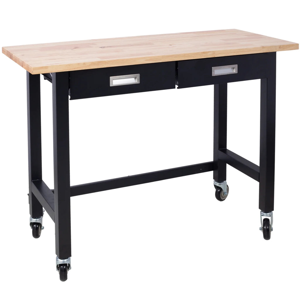 48in Adjustable Bamboo Wood Workbench with Drawer Storage G84623