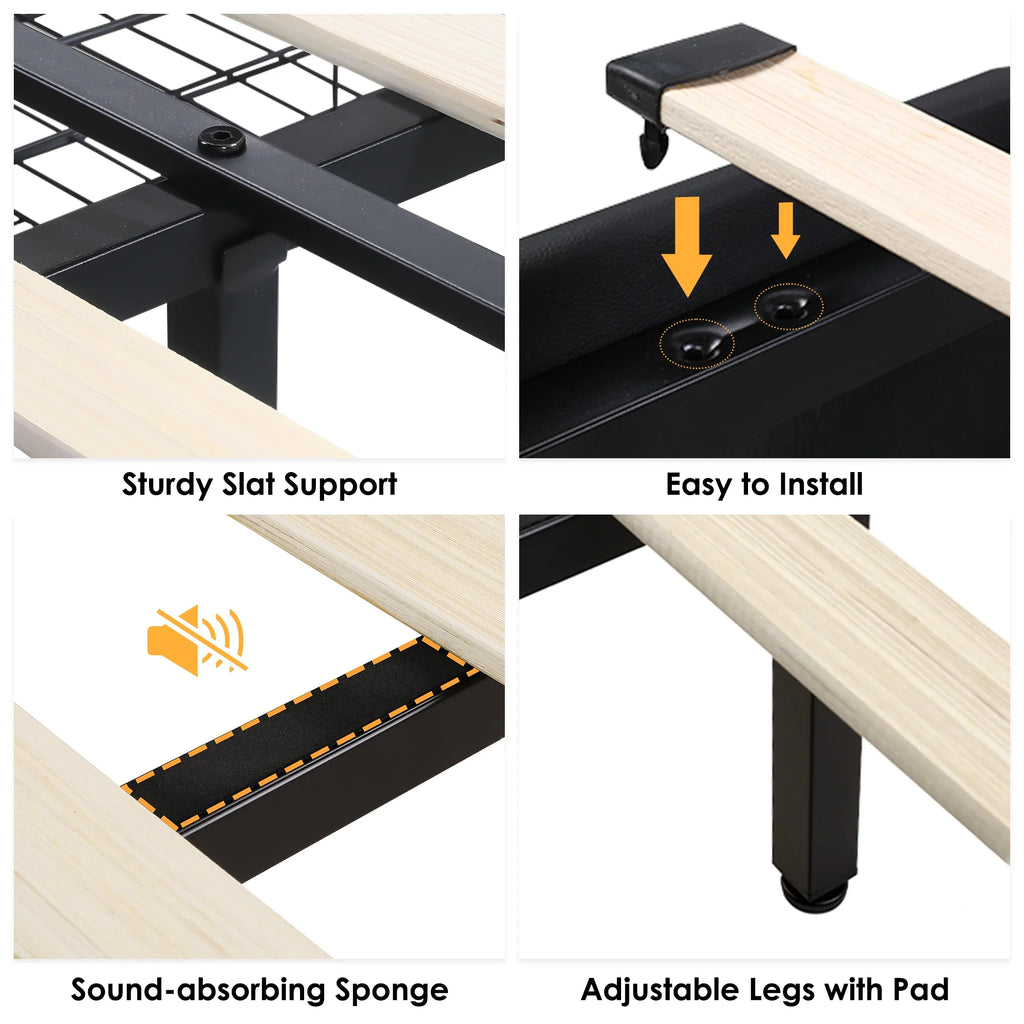 Queen LED Platform Bed Frame with 4 Storage Drawers L43419