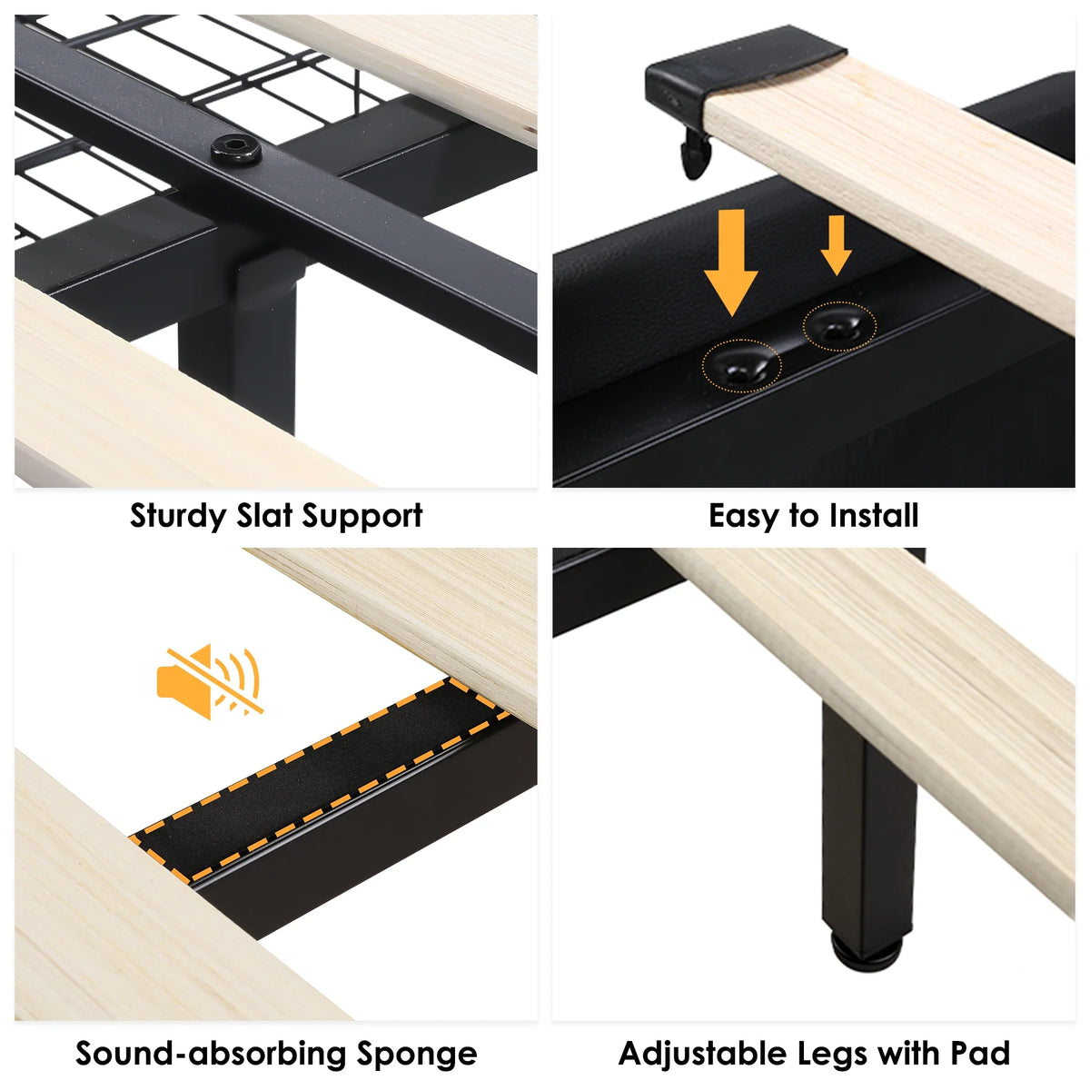 Queen LED Platform Bed Frame with 4 Storage Drawers L43419