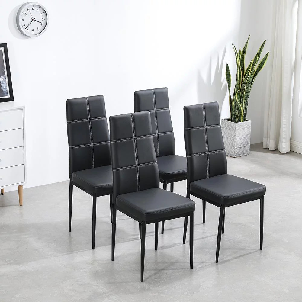 5 Piece Round Dining Table Set with Tempered Glass Top E460271