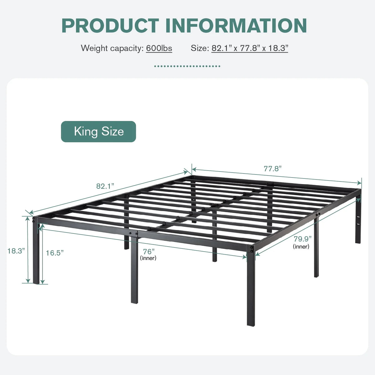 Heavy Duty Full Size Metal Platform Bed Frame with Under Bed Storage F9213