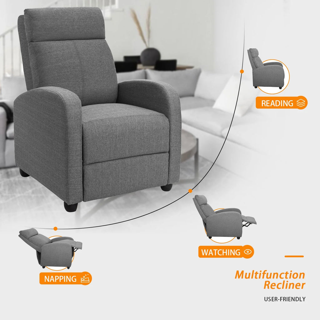 Gray Fabric Massage Recliner Chair Y582609