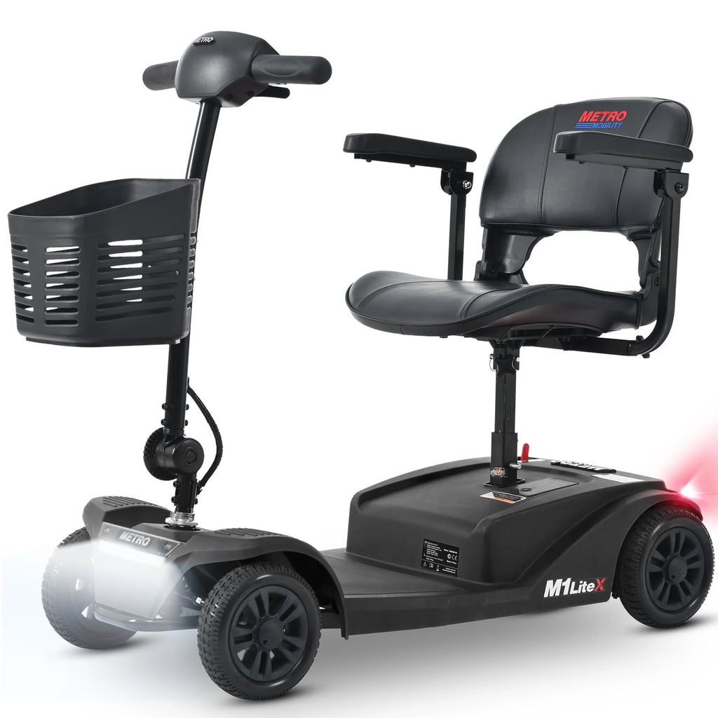 Heavy Duty 4-Wheel Mobility Scooter with Front & Rear Light, Black H948