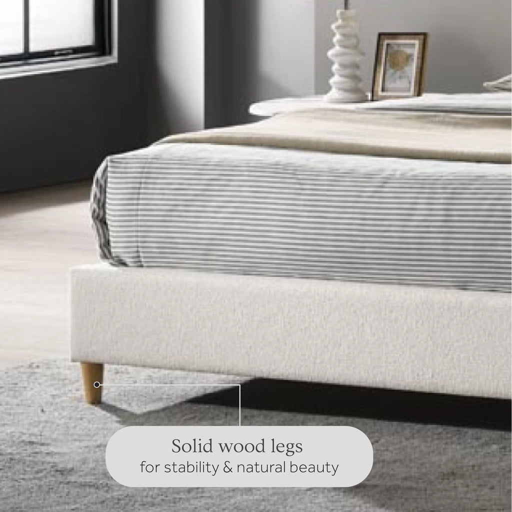 Queen Boucle Arched Headboard Platform Bed O16876