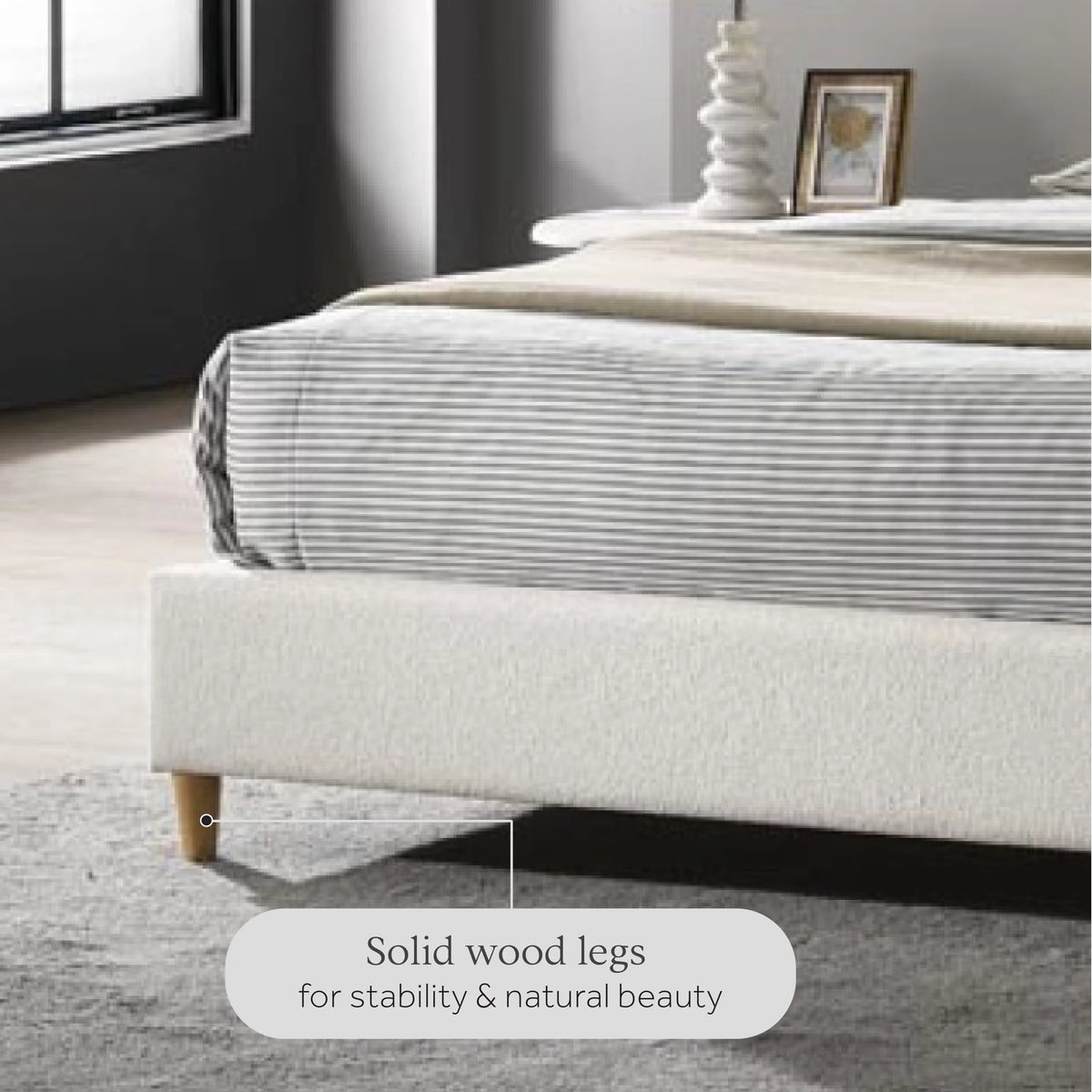 Queen Boucle Arched Headboard Platform Bed O16876
