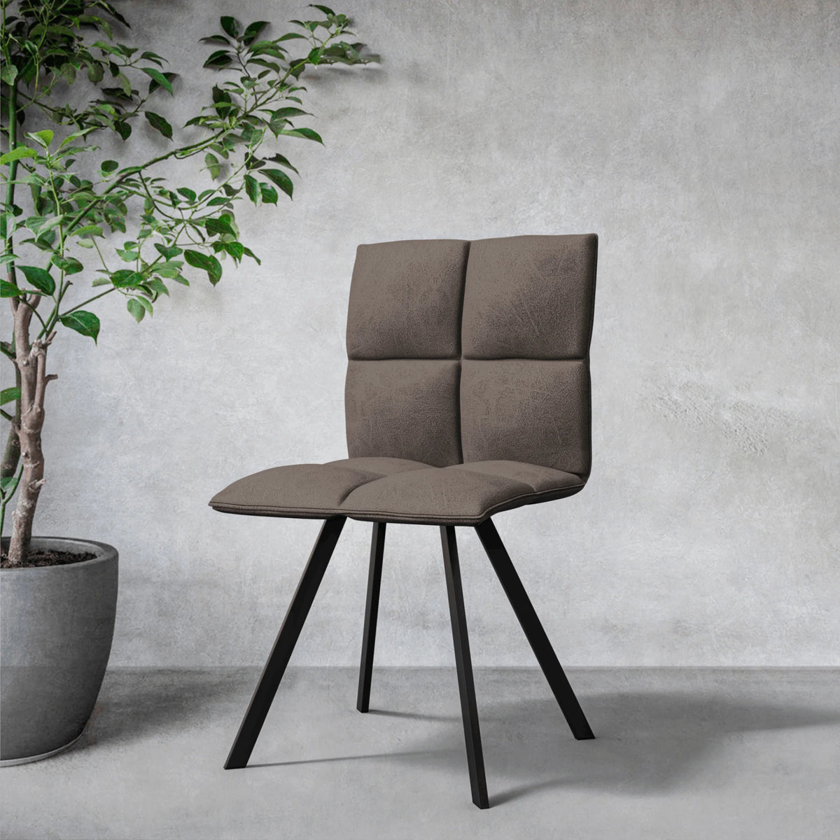 Grey Leather Dining Chair Set of 3 Y309