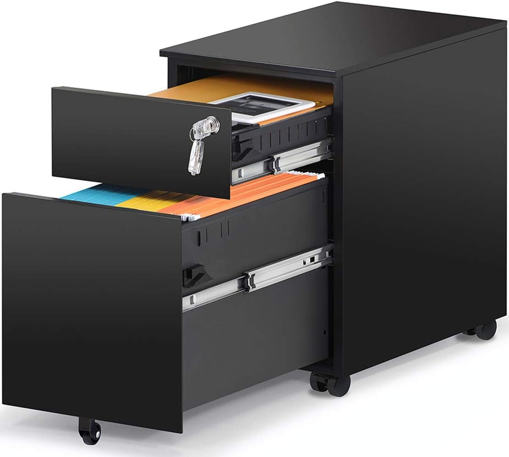 2 Drawer Black Metal File Cabinet with Lock E815