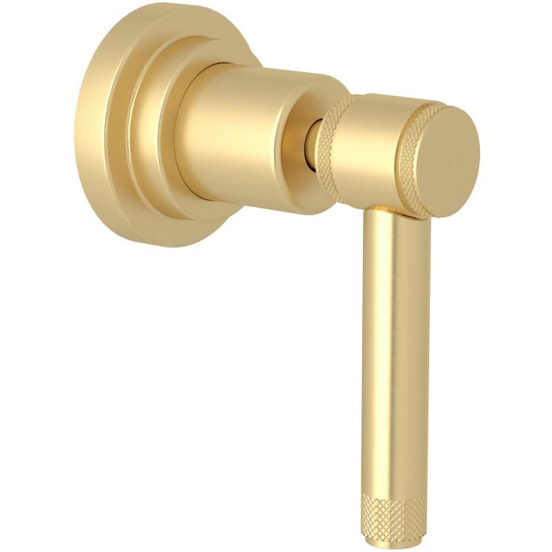 Satin Unlacquered Brass Volume Control and 4-Port Diverter Trim with Lever Handle I682