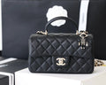 Black Mini Flapbag With Top Handle V550