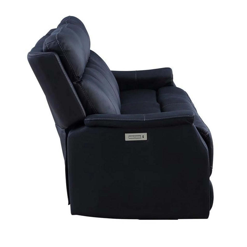 White Faux Leather Dual Power Reclining Sofa R6221