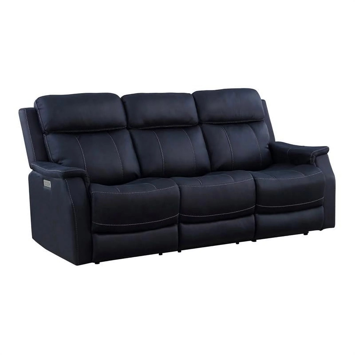 White Faux Leather Dual Power Reclining Sofa R6221
