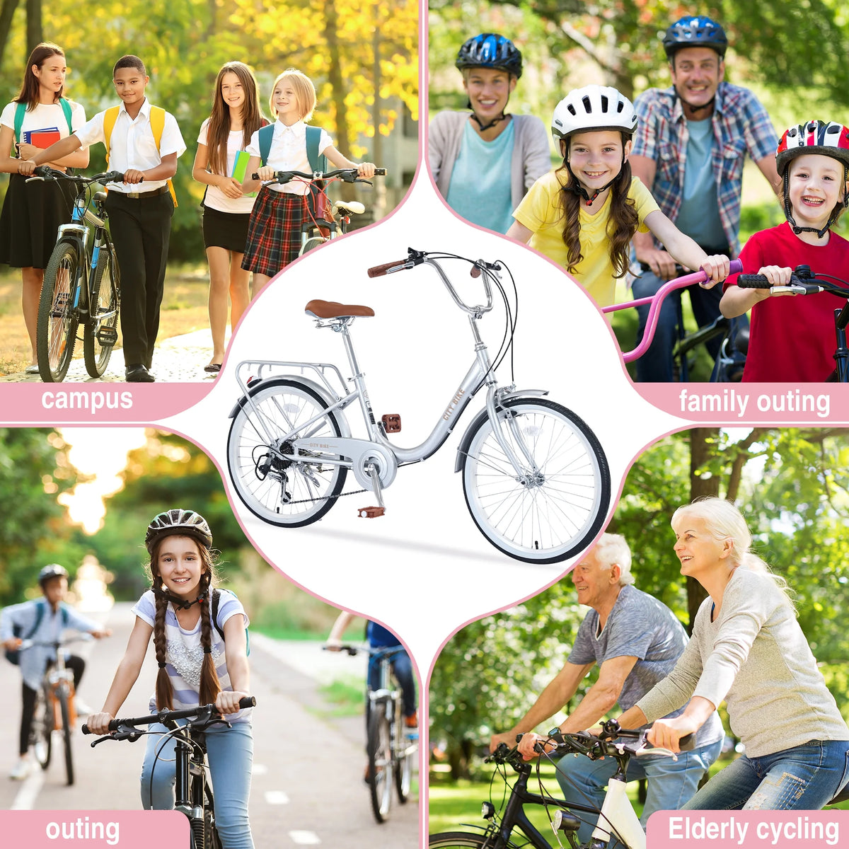 22 Aluminum Alloy 7 Speed Purple City Bike H136