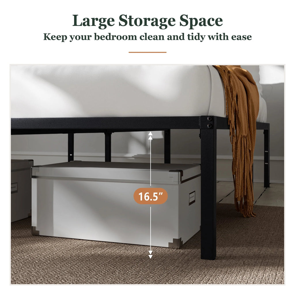 Heavy Duty Full Size Metal Platform Bed Frame with Under Bed Storage F9213