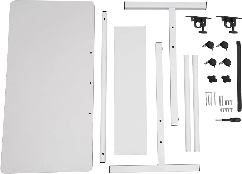 White Adjustable Height Standing Desk with 4 Wheels U49425