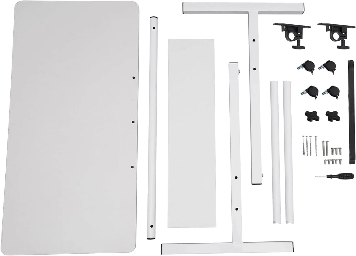 White Adjustable Height Standing Desk with 4 Wheels U49425
