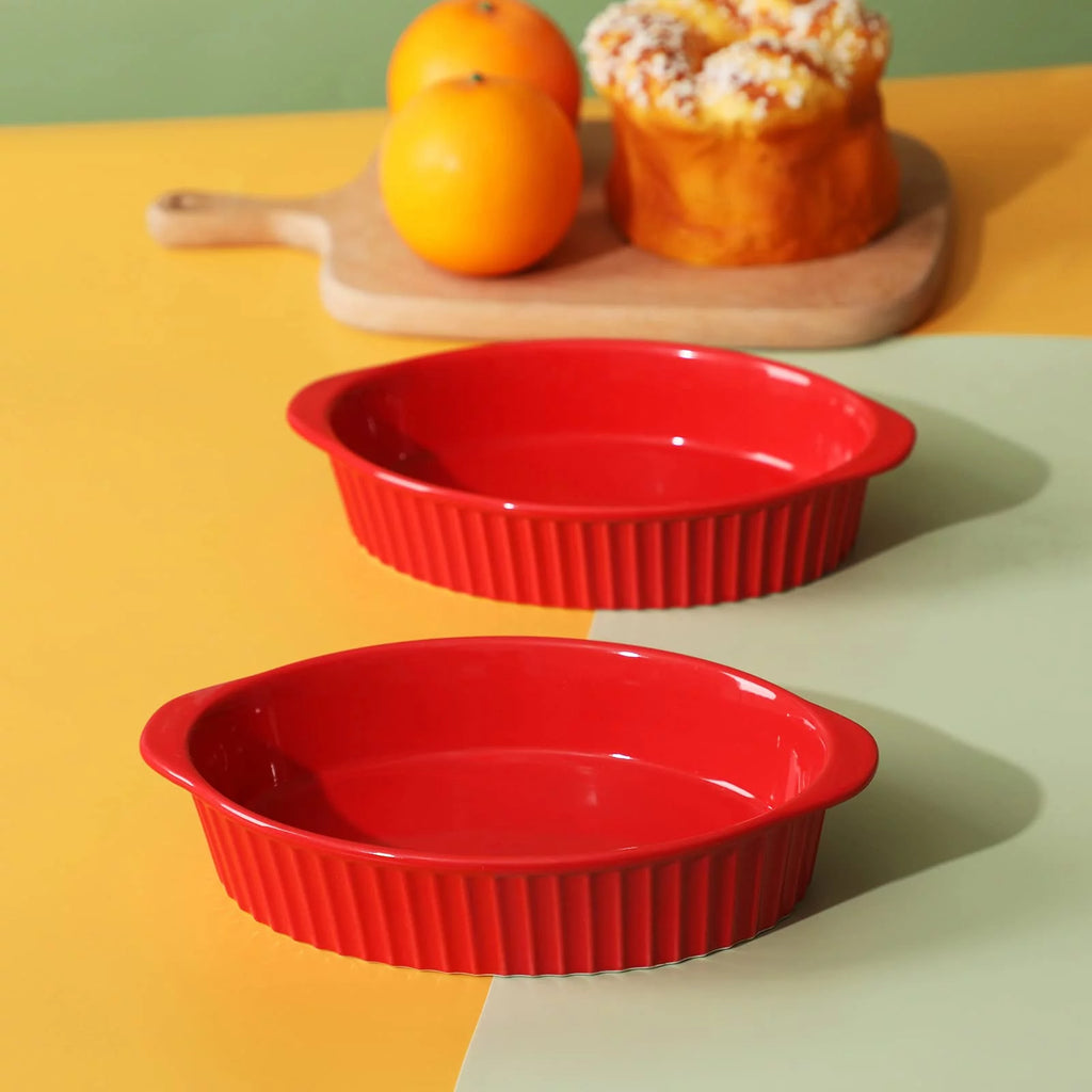 Porcelain Small Oval Au Gratin Pans Set of 4 R48358