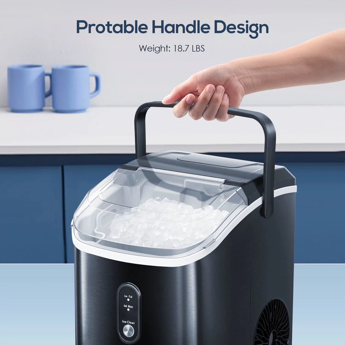 Portable Self-cleaning Nugget Ice Maker with Ice Scoop X106