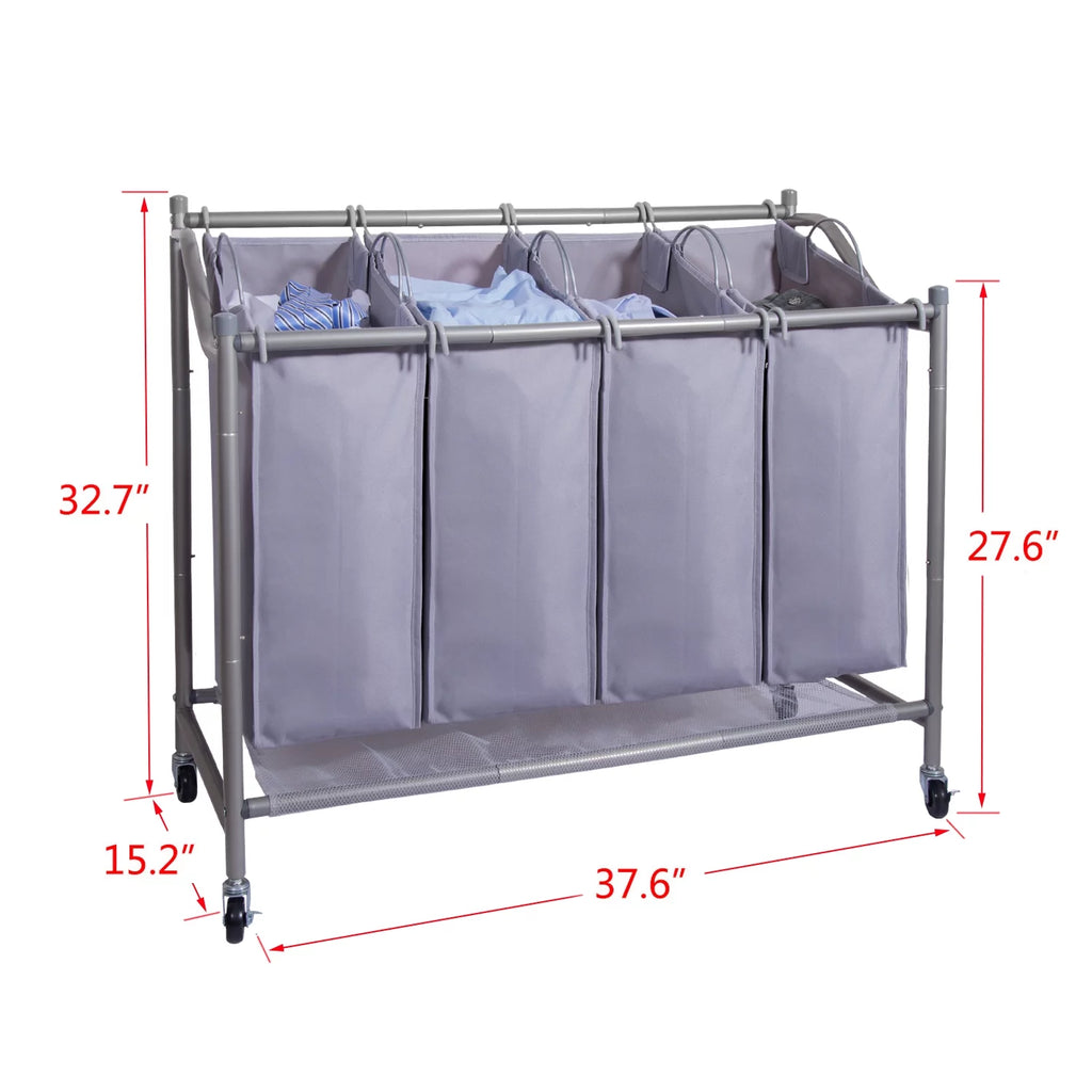 Rolling 4-Bag Laundry Sorter Cart with Wheels R26989