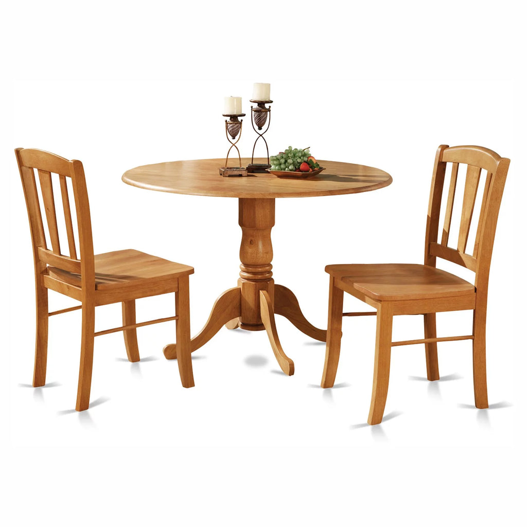 Traditional Wood Dining Set with Round Table in Oak D795