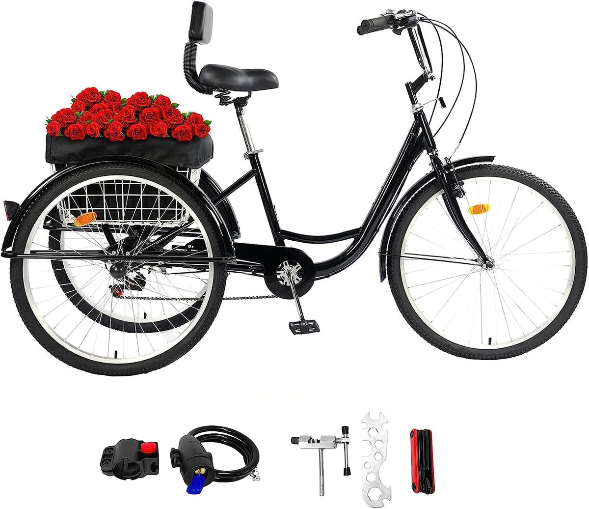 26 Inch 3 Wheels Adult Tricycle with 7 Speed Gear System E81887