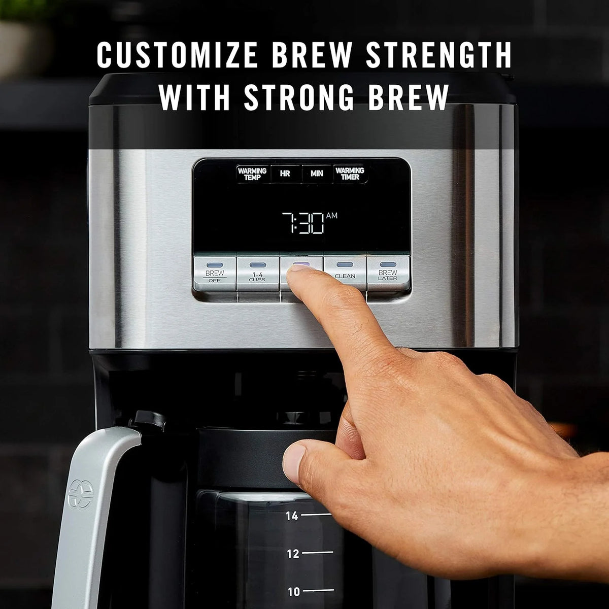 Programmable Coffee Maker with Glass Carafe, 14 Cups, Stainless Steel T970