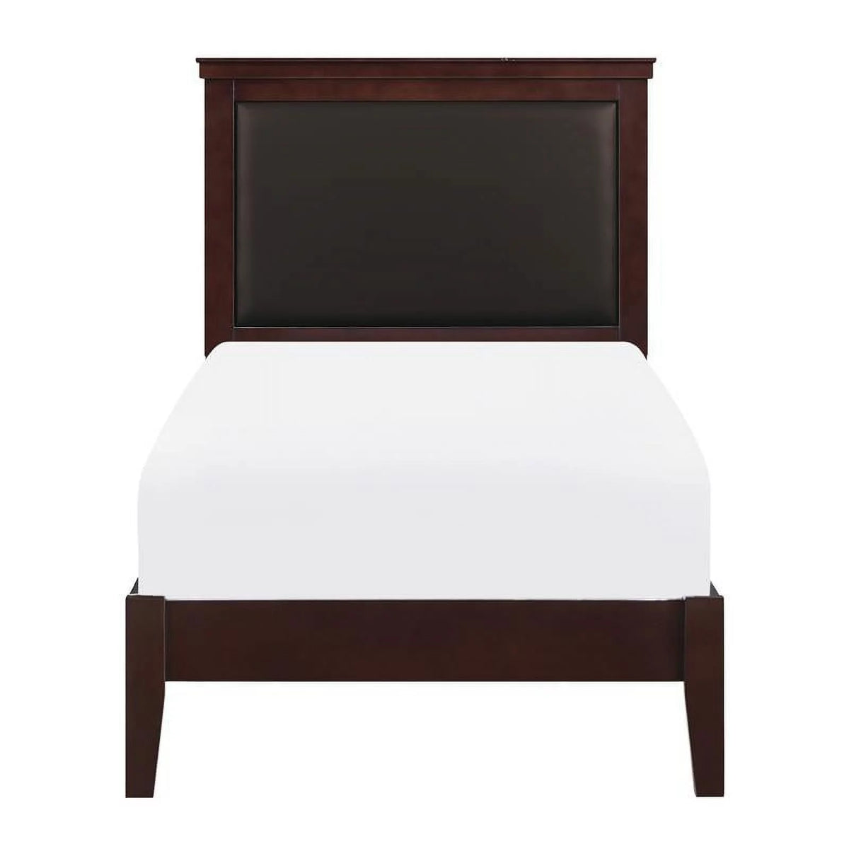 Cherry Wood and Faux Leather Twin Bed H155978