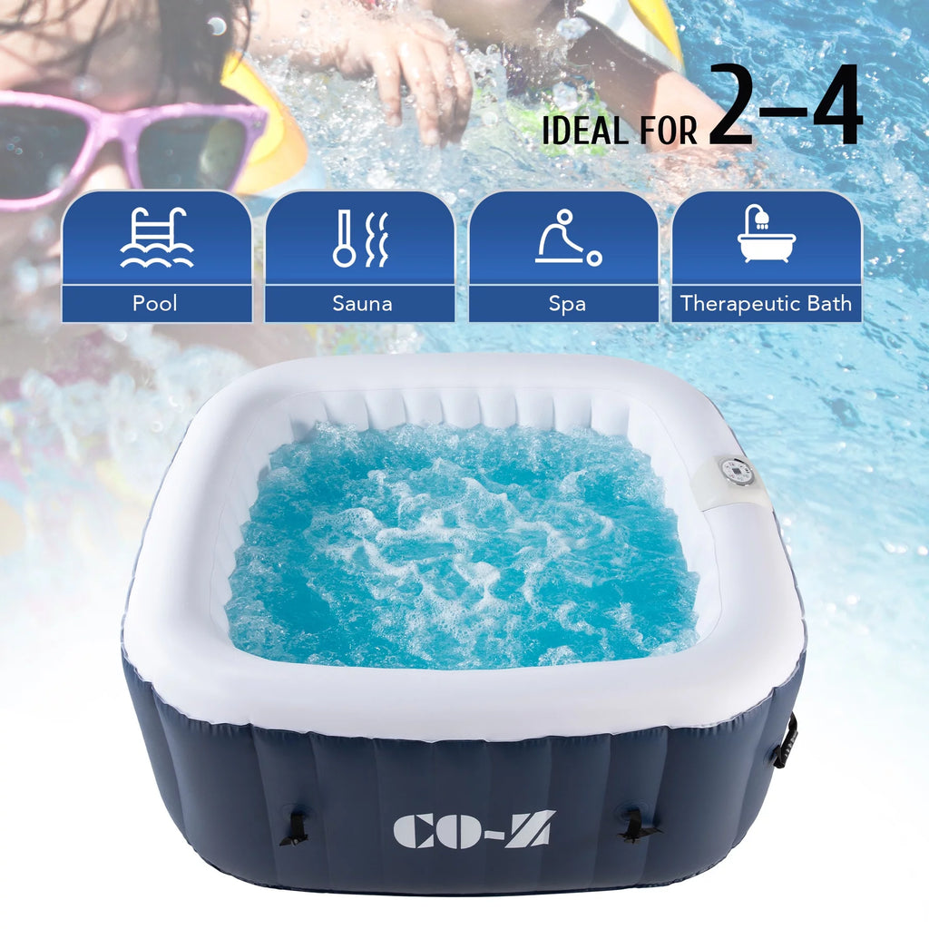 5x5ft Square Inflatable Spa Tub with 120 Massaging Jets C901
