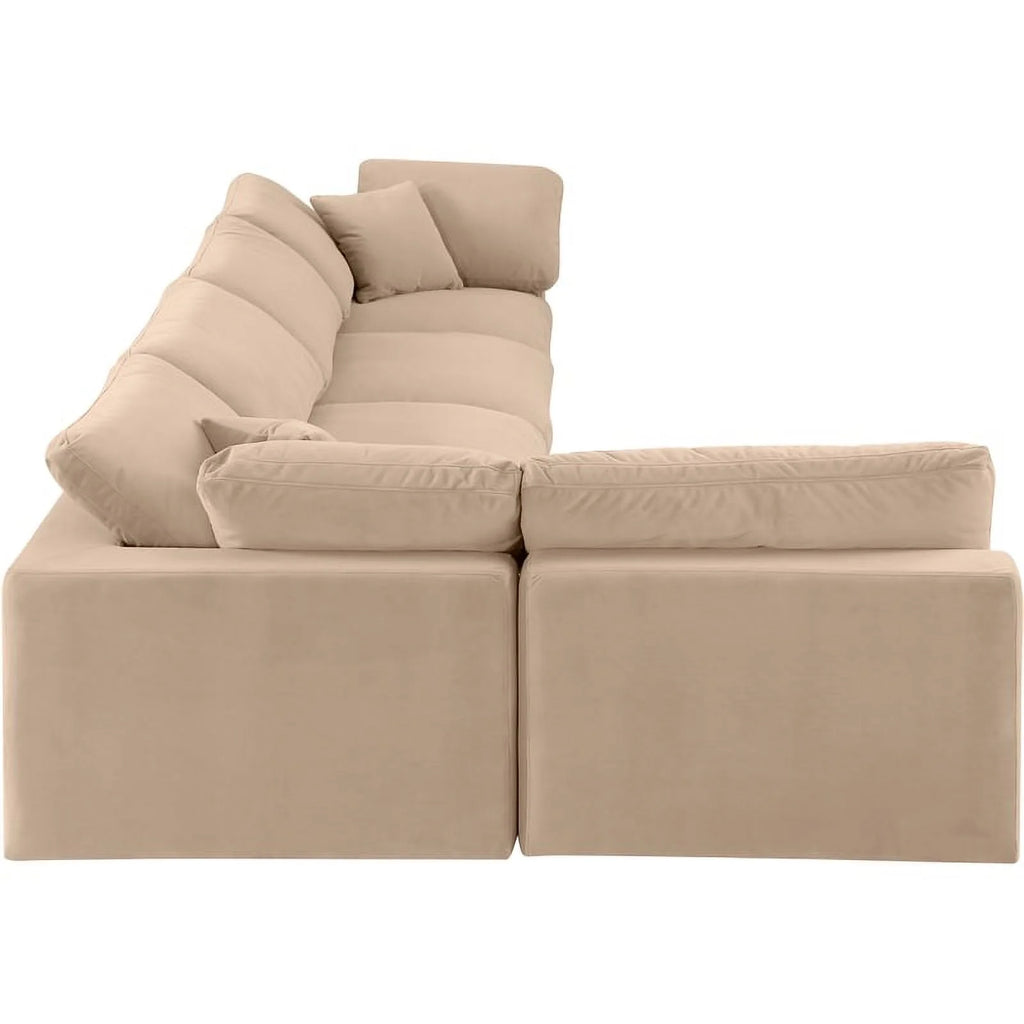 Beige Velvet Modular Sectional F20271