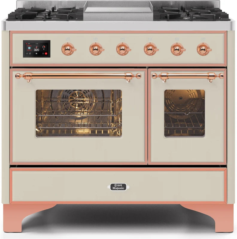 Antique White Copper Trim Dual Fuel Propane Gas Range L485