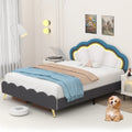 White Velvet Upholstered Twin Size Platform Bed Frame F96227
