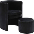 Black Velvet Accent Chair & Ottoman Set A634