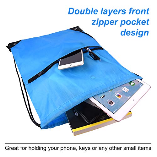 12Pcs Drawstring Backpack Bags with Zipper Pocket and Headphone Hole X242678