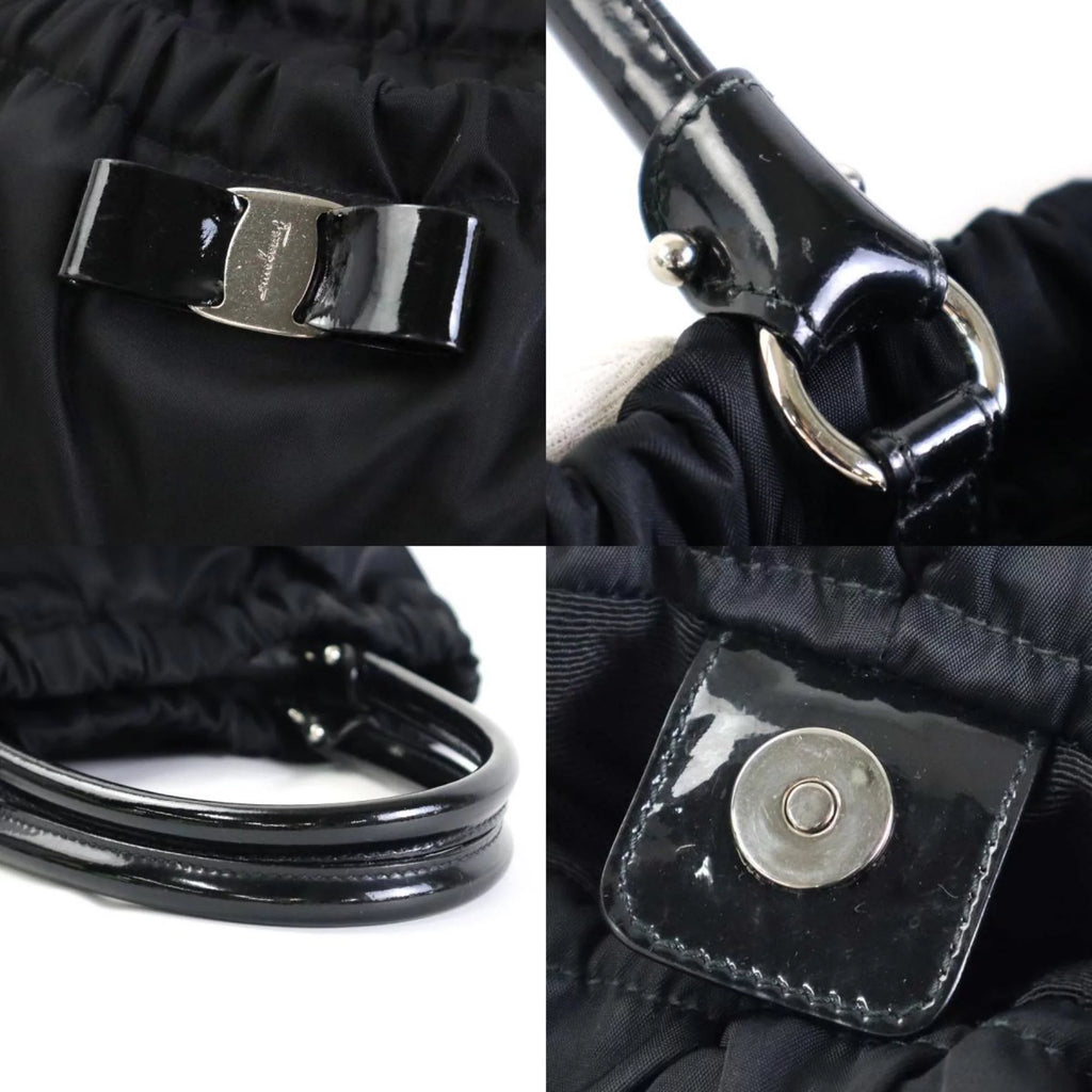 Pre-Owned Black Nylon Patent Leather Handbag N6805