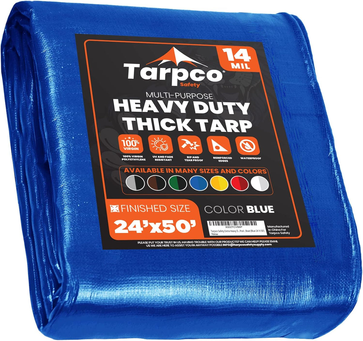 Extra Heavy Duty 14 Mil Waterproof UV Resistant Poly Tarp Z30749