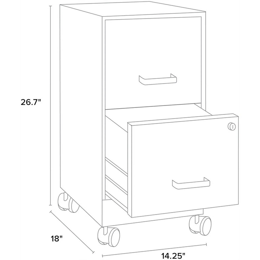 18" 2 Drawer Mobile Metal File Cabinet - Black C65995